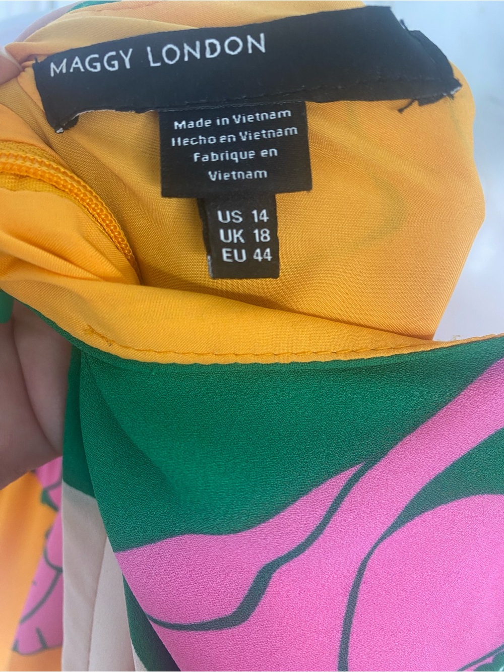 Maggy London Green Floral Maxi Dress with Orange Straps - Picture 11 of 12